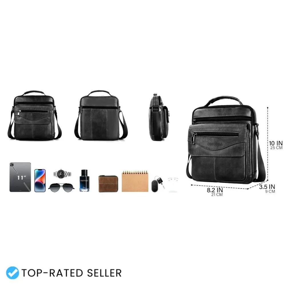 Genuine Leather Messenger Bag Crossbody Satchel Travel Shoulder Bag